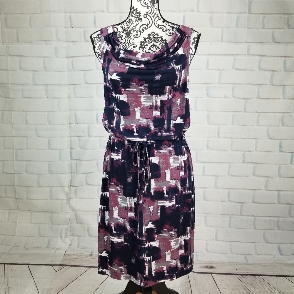 Ann Taylor Loft stretch dress geo print sz sp